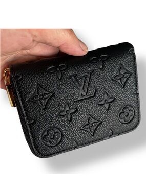 Black embossed LV wallet zip around with card slots
